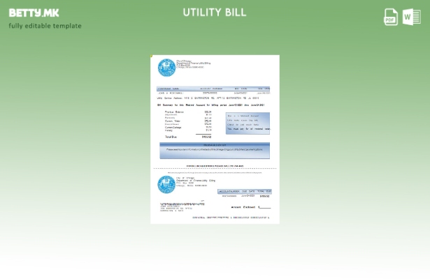 Модерен стил шаблон за комунални сметки за градот Чикаго во САД